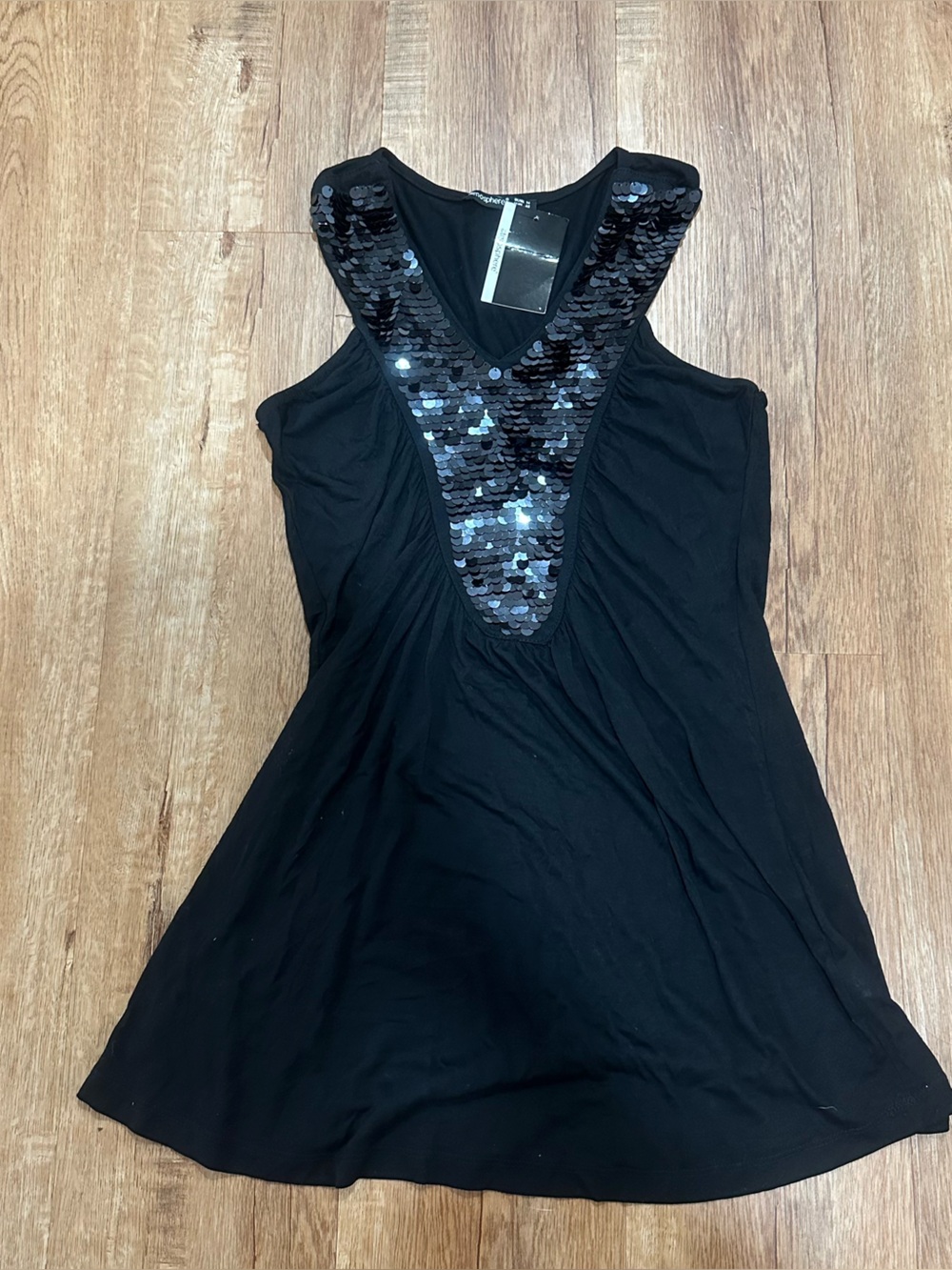 Y2K Black Sequin Top Size M